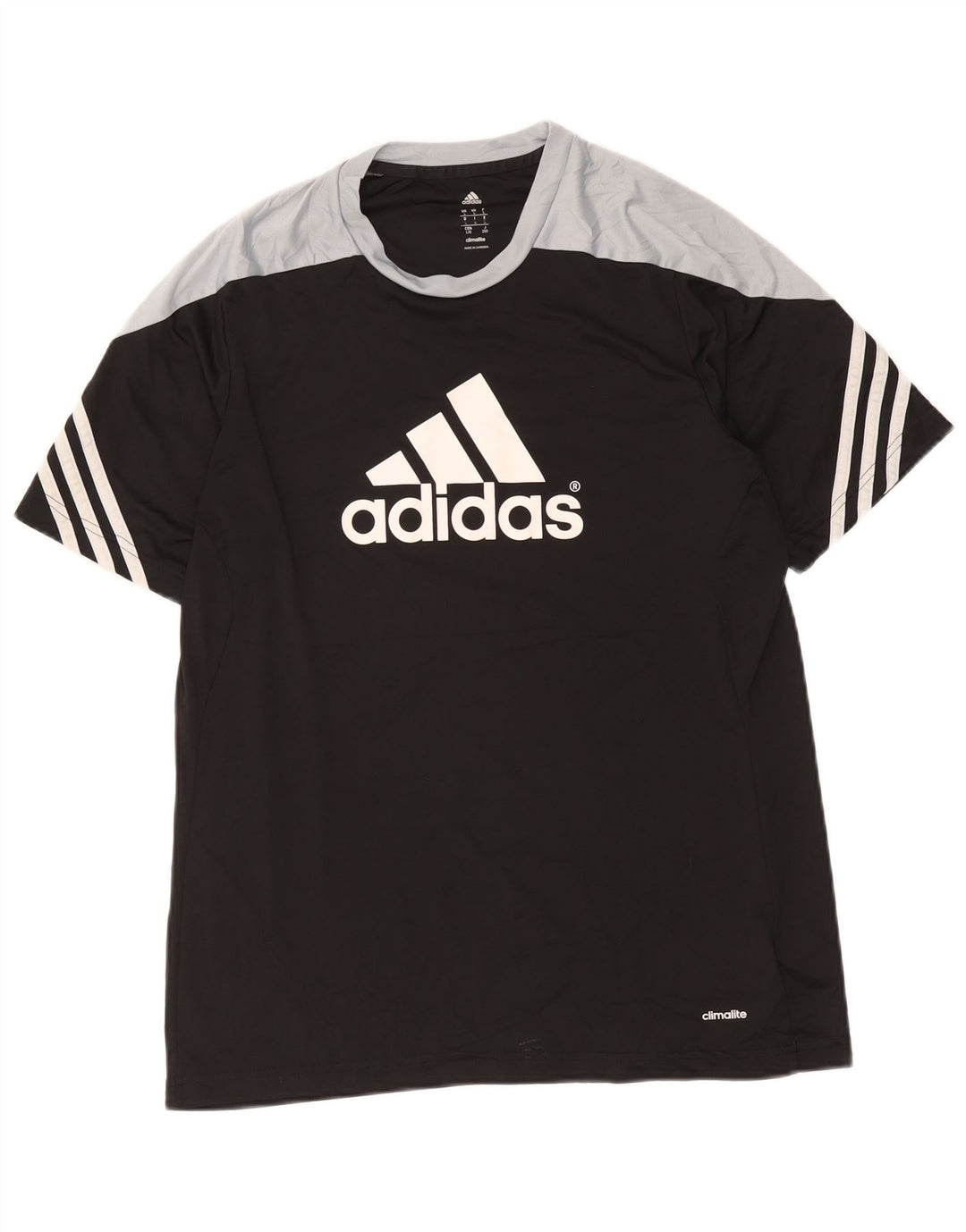 Adidas Uomo Climalite Graphic T-shirt Top Large Nero Colourblock Poliestere