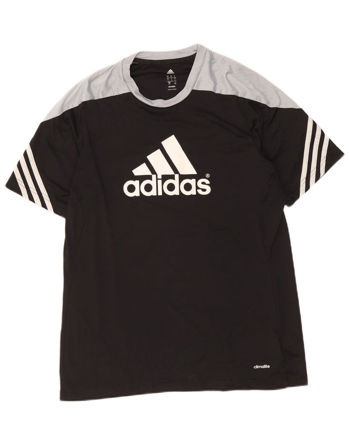 Adidas Uomo Climalite Graphic T-shirt Top Large Nero Colourblock Poliestere
