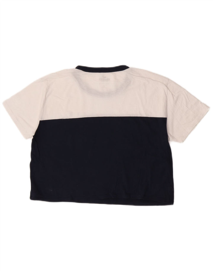 T-shirt Hollister Crop Graphic da donna, color block medio, blu navy