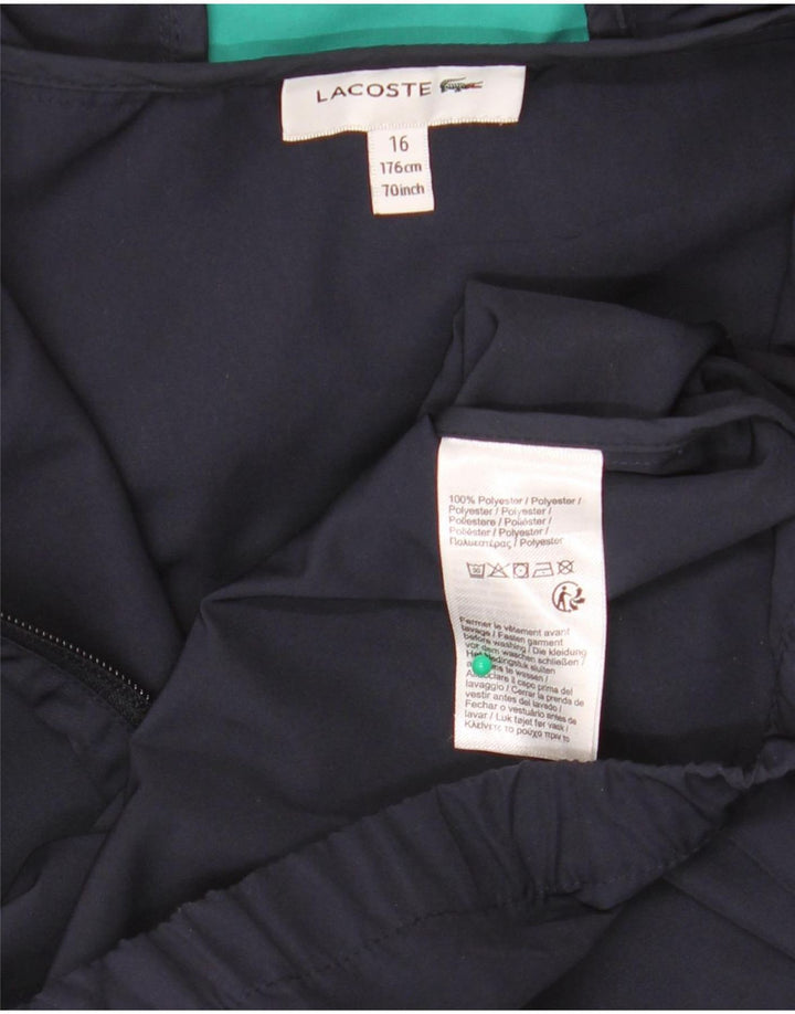 Giacca antipioggia con cappuccio Lacoste per ragazzi 15-16 anni in poliestere color block blu navy
