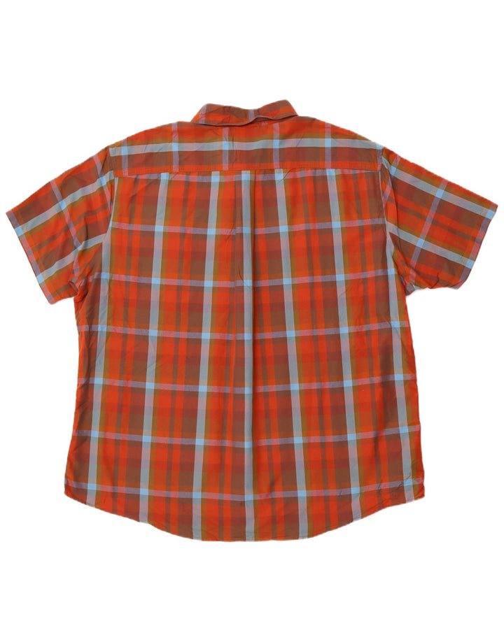 EDDIE BAUER Camicia a maniche corte vestibilità classica da uomo 2XL Nylon a quadri arancione