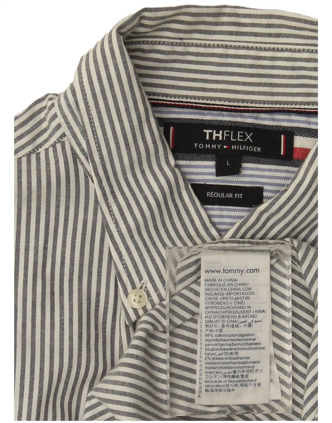 TOMMY HILFIGER Camicia da uomo vestibilità regolare grande cotone gessato grigio