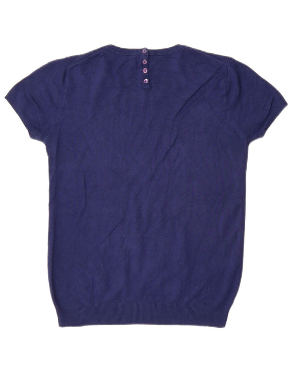 Maglione girocollo a maniche corte da donna Zara UK 12 Blu navy medio