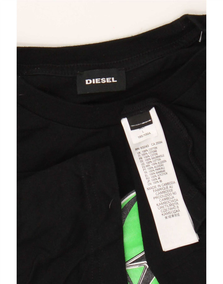 T-shirt grafica da uomo Diesel Top grande in cotone nero