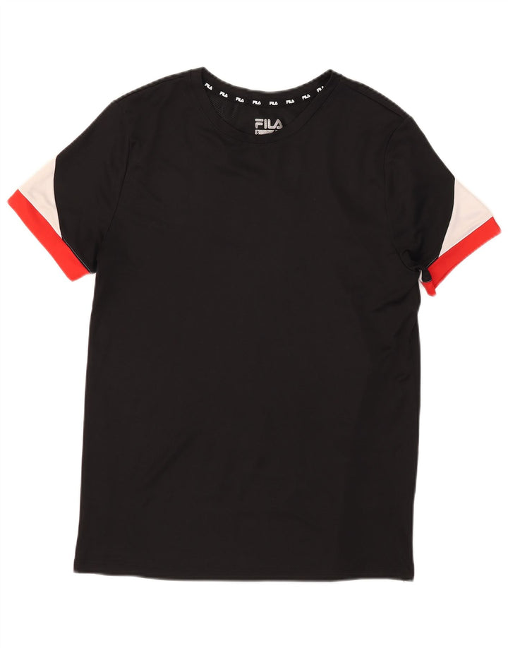 T-shirt da uomo Fila Top Small nera in poliestere color block