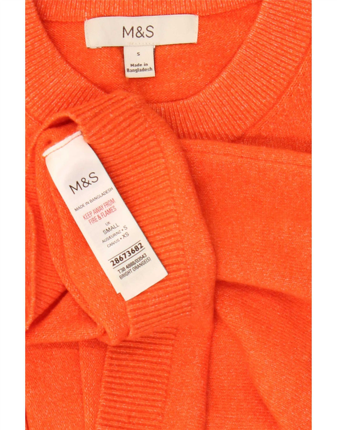 Marks & Spencer T-shirt oversize da donna Top UK 10 Small Arancione Poliestere