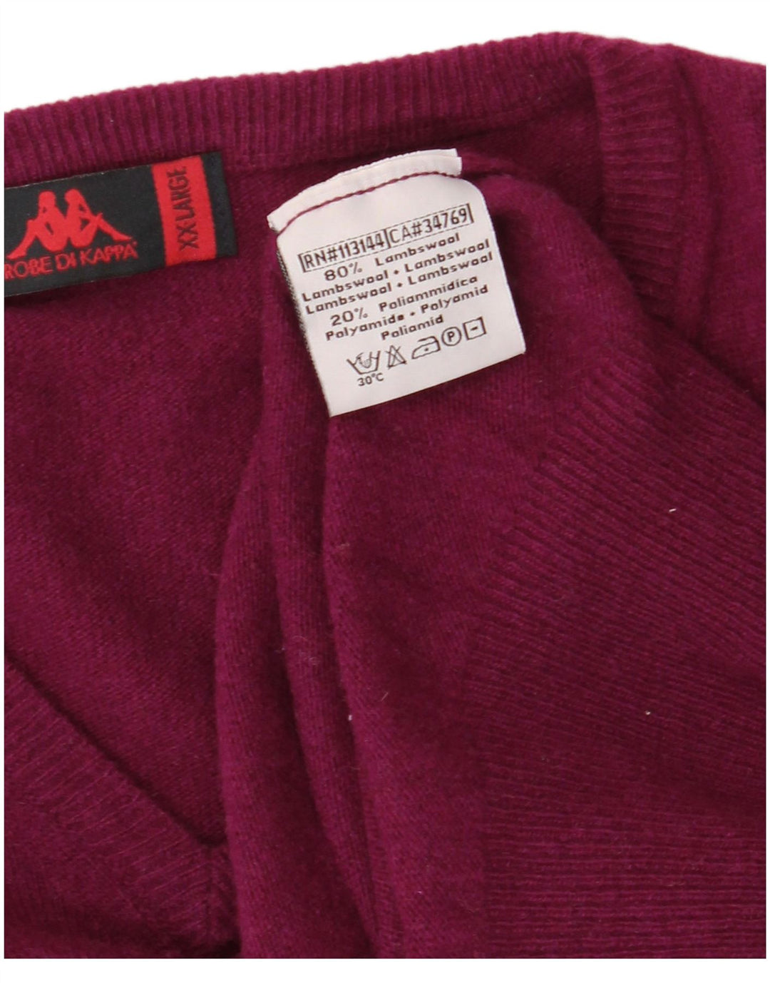 Maglione da uomo con scollo a V KAPPA 2XL Lana d'agnello viola