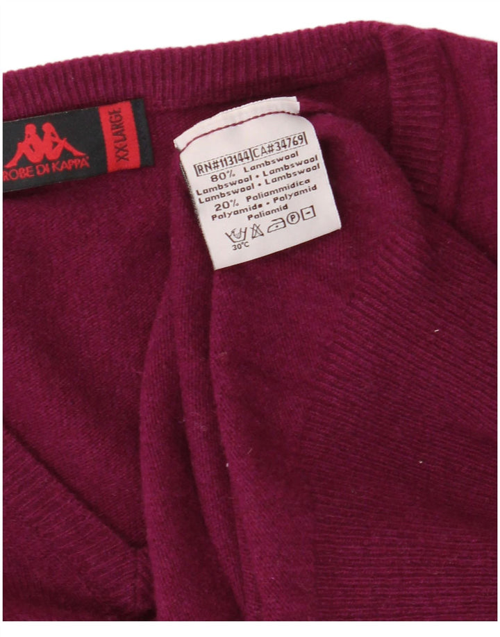 Maglione da uomo con scollo a V KAPPA 2XL Lana d'agnello viola