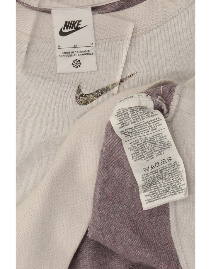 NIKE Felpa corta oversize da donna, maglione UK 14, cotone grigio medio