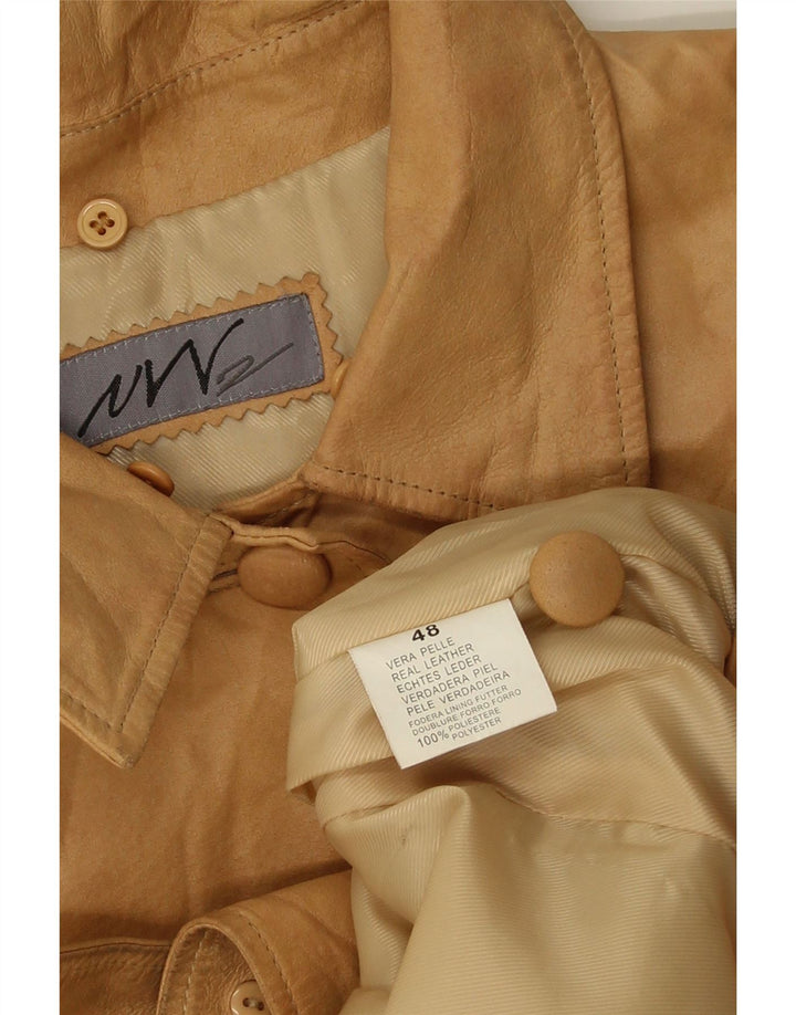 Giacca in pelle vintage da donna UK 18 XL in pelle beige