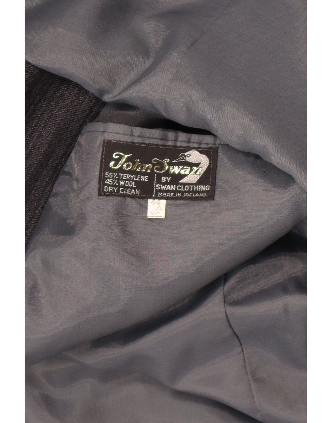 Giacca blazer vintage da uomo a 2 bottoni UK 44 2XL Terylene a righe grigie