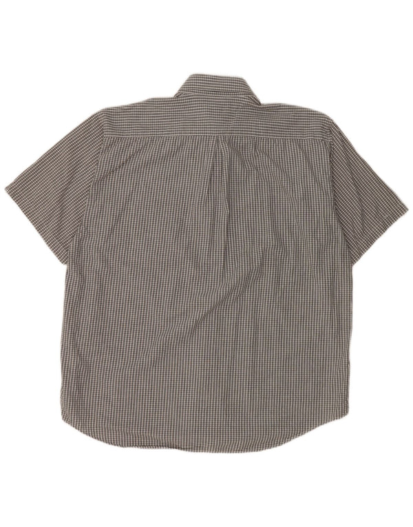 Camicia Fila da uomo a maniche corte XL in cotone a quadri nero