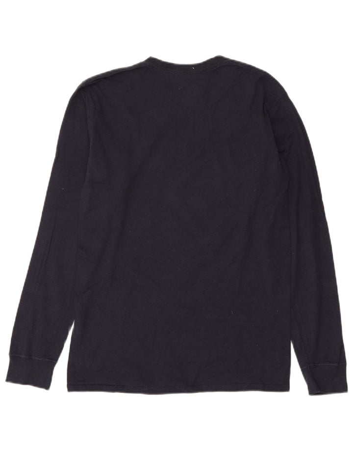 CHAMPION Mens Graphic Top Long Sleeve Small Navy Blue Cotton