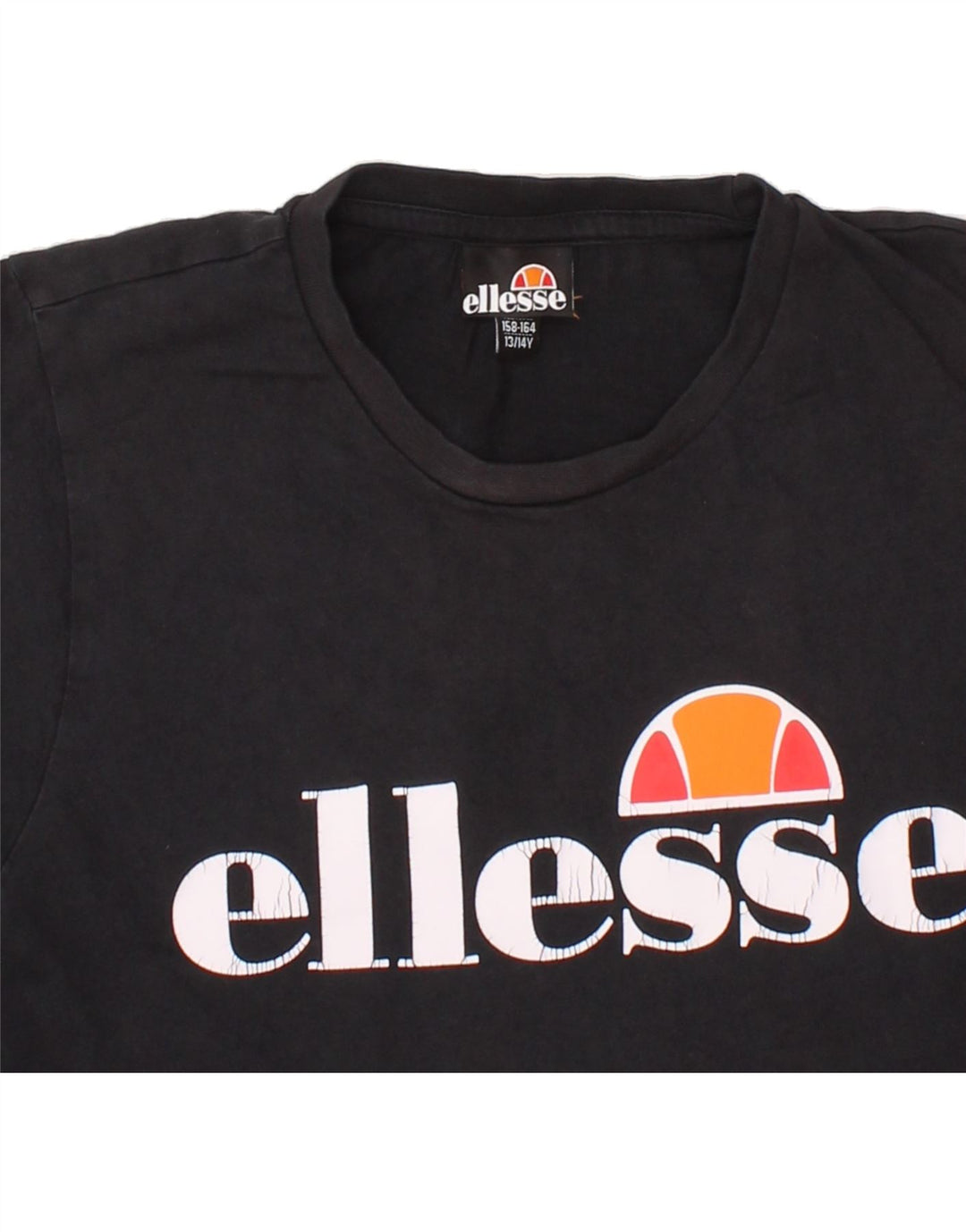 ELLESSE Boys Graphic T-Shirt Top 13-14 Years Black Cotton Vintage Ellesse and Second-Hand Ellesse from Messina Hembry 