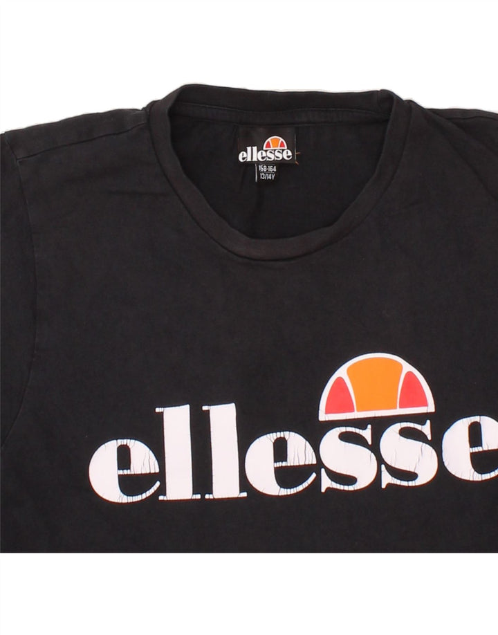 ELLESSE Boys Graphic T-Shirt Top 13-14 Years Black Cotton Vintage Ellesse and Second-Hand Ellesse from Messina Hembry 