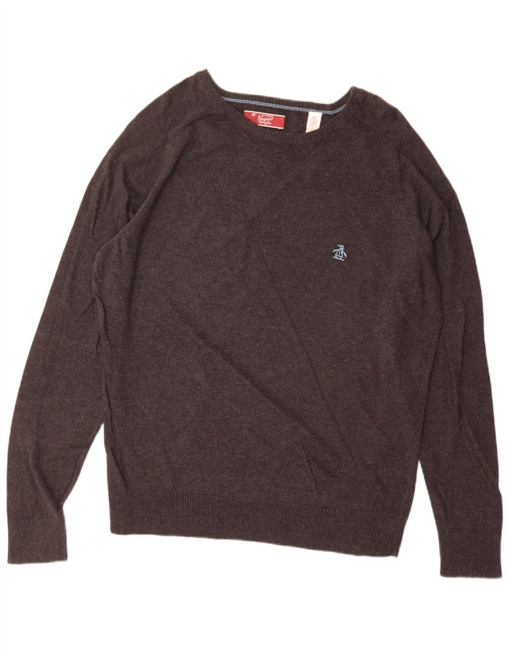 Maglione da uomo con scollo a barca Penguin, grande grigio