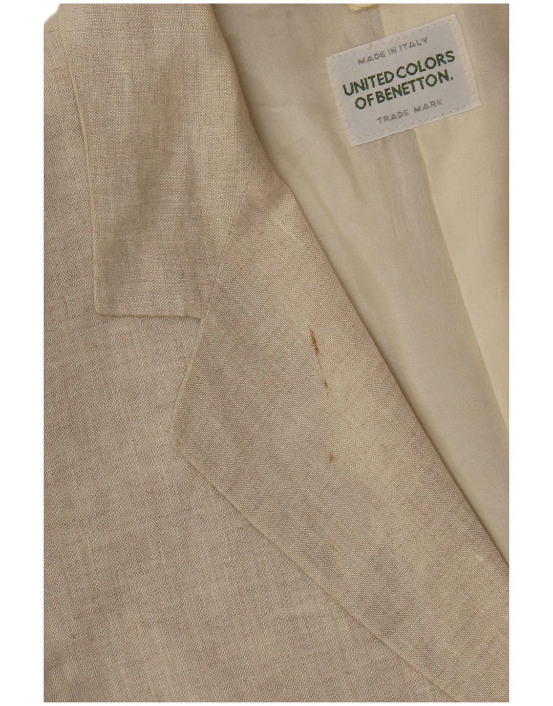 Giacca Blazer a 2 Bottoni da Donna Benetton IT 40 Small Beige Lino