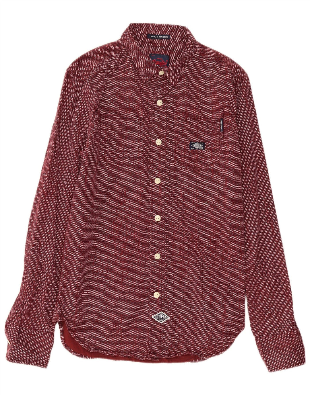Camicia da uomo Superdry in cotone maculato bordeaux medio