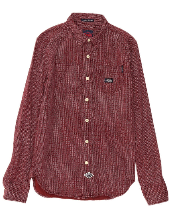 Camicia da uomo Superdry in cotone maculato bordeaux medio