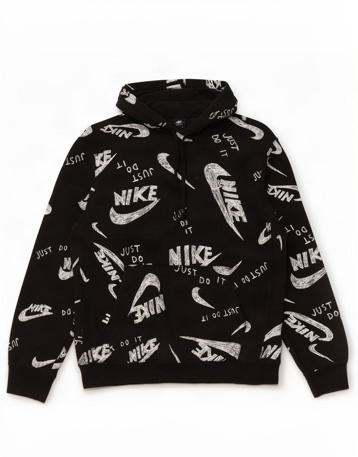 Felpa con cappuccio grafica Nike da uomo in cotone nero medio