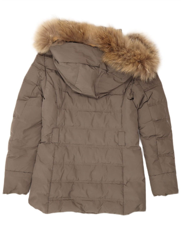 Cappotto imbottito con cappuccio da donna Woolrich UK 6 XS grigio poliestere invernale