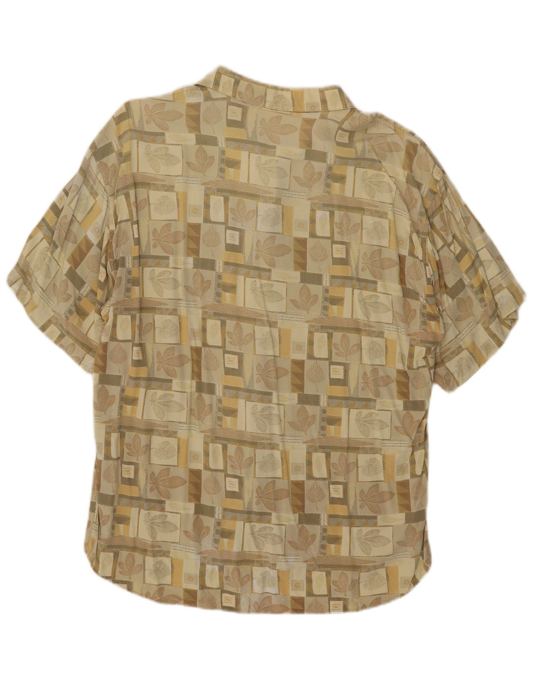 Camicia vintage da uomo a maniche corte beige medio floreale