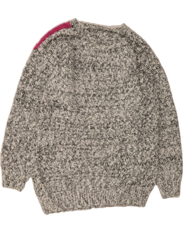 NEW FAST Womens Crew Neck Jumper Sweater UK 10 Small Grey Geometric Vintage New Fast and Second-Hand New Fast from Messina Hembry 