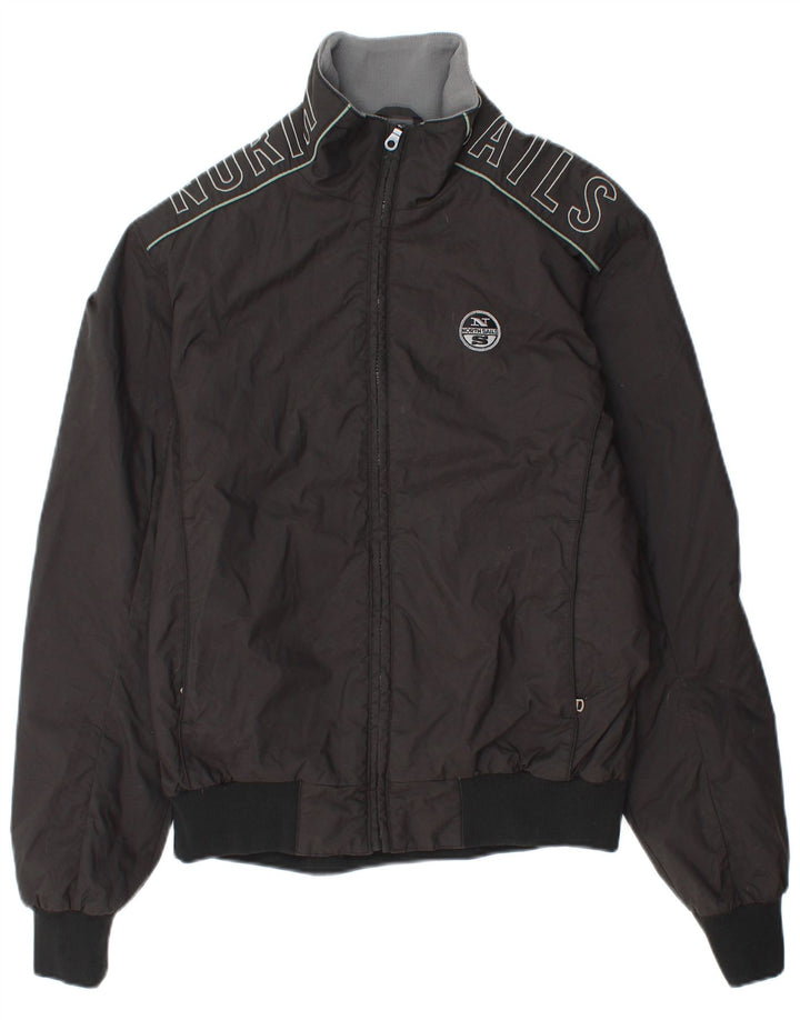 Giacca bomber grafica da uomo North Sails UK 40 Large nera in poliammide