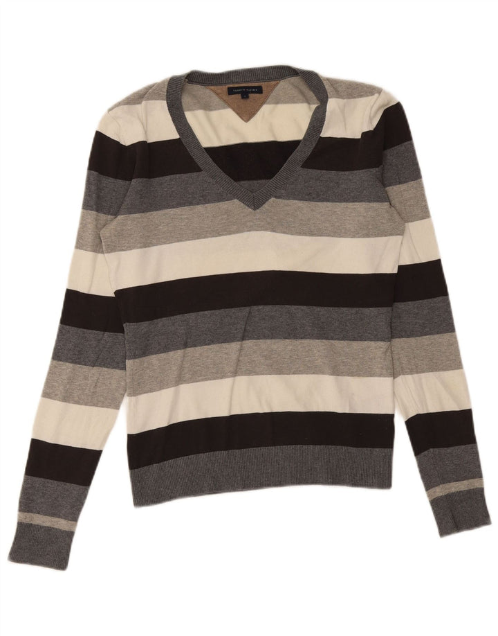 Maglione maglione con scollo a V da donna Tommy Hilfiger UK 10 piccolo multicolore