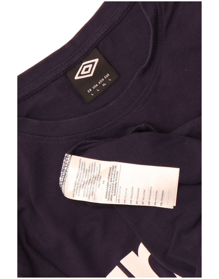 T-shirt grafica da uomo Umbro Top Large in cotone blu navy