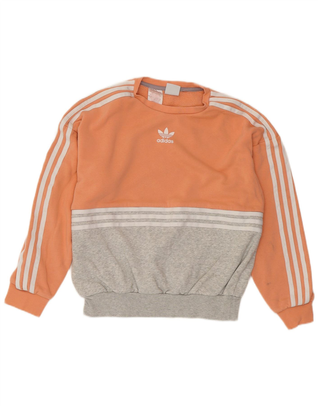 Felpa da donna ADIDAS maglione UK 12 cotone color block arancione medio