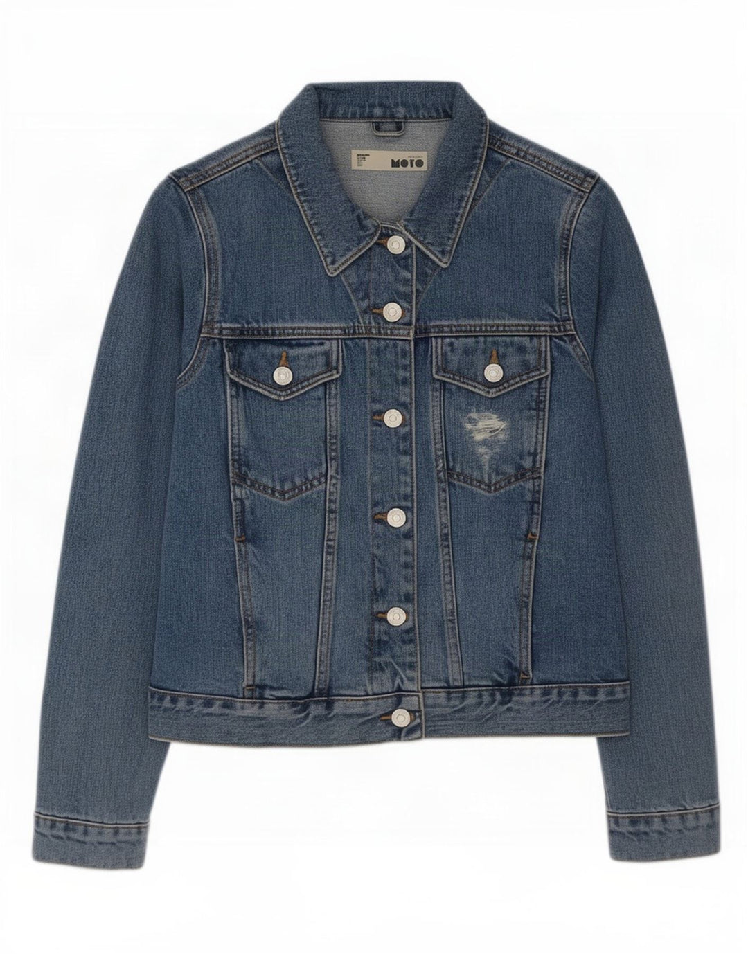 Giacca in denim da donna Topshop UK 10 piccolo cotone blu