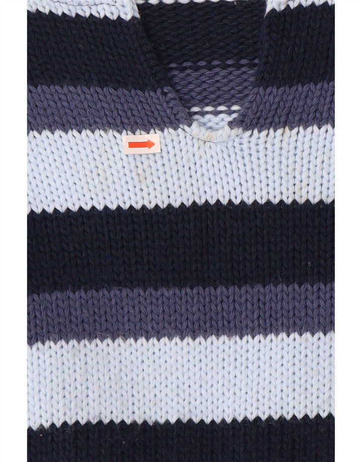 Maglione vintage da donna con scollo a V UK 12 a righe multicolori medie