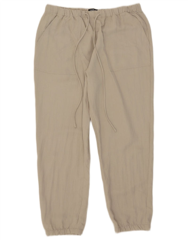 Pantaloni corti da donna Zara Joggers medi W28 L25 poliestere beige