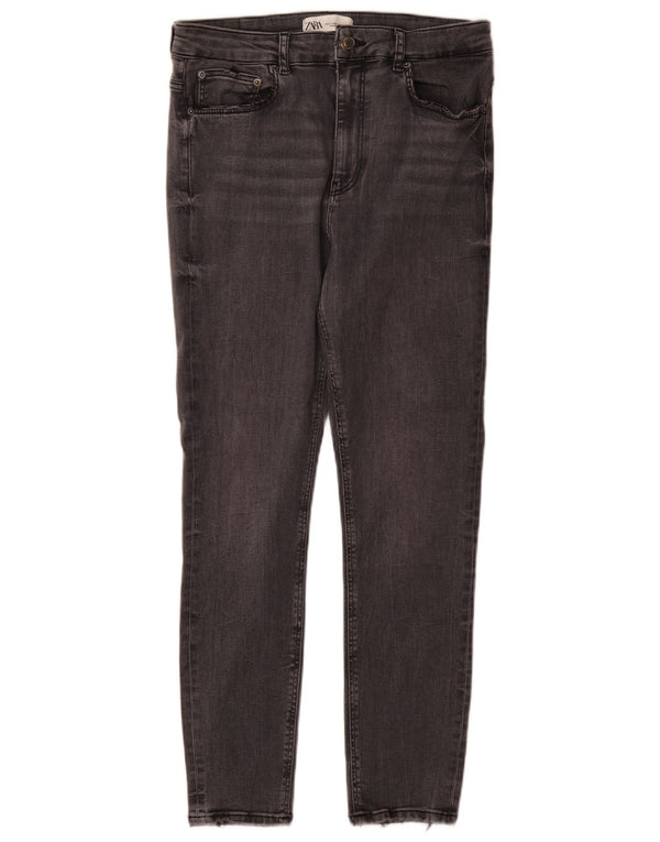 Jeans skinny a vita alta da donna Zara EU 42 Large W32 L27 Grigio
