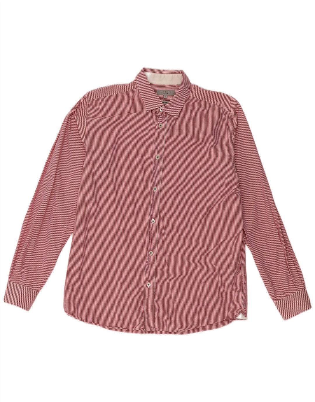 TED BAKER Mens Shirt Size 4 Large Red Pinstripe Cotton
