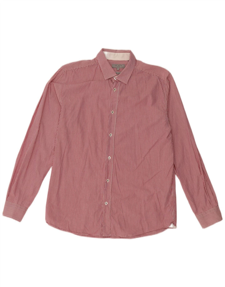 TED BAKER Mens Shirt Size 4 Large Red Pinstripe Cotton