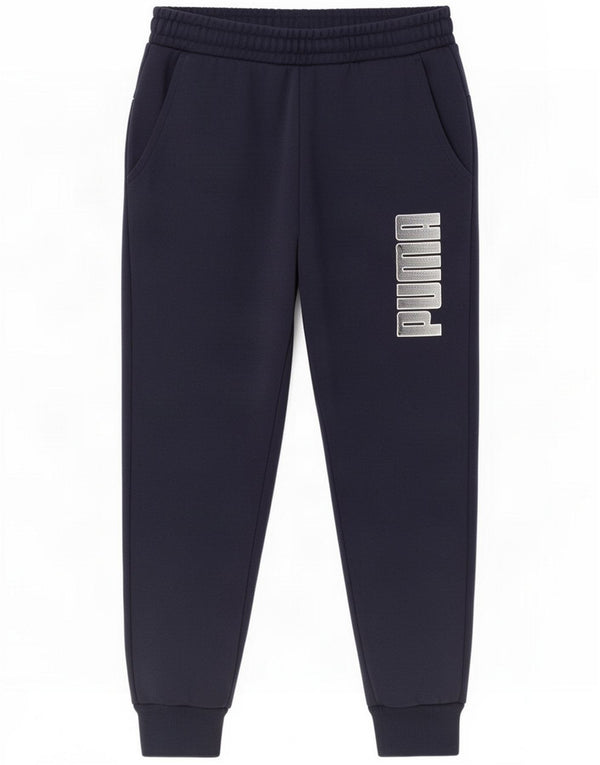Pantaloni da tuta grafica da donna Puma Joggers UK 10 Small Blu Navy