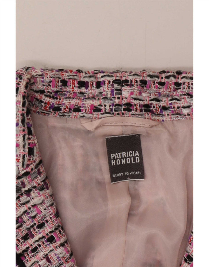 Giacca blazer vintage da donna a 3 bottoni UK 14 rosa medio screziato
