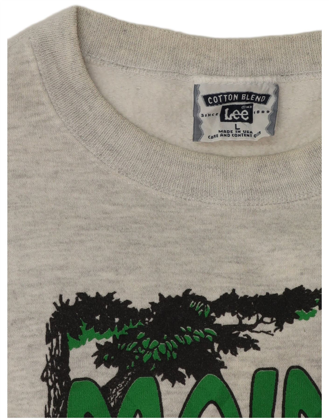 Felpa grafica da uomo Lee, maglione grande, cotone chiazzato grigio