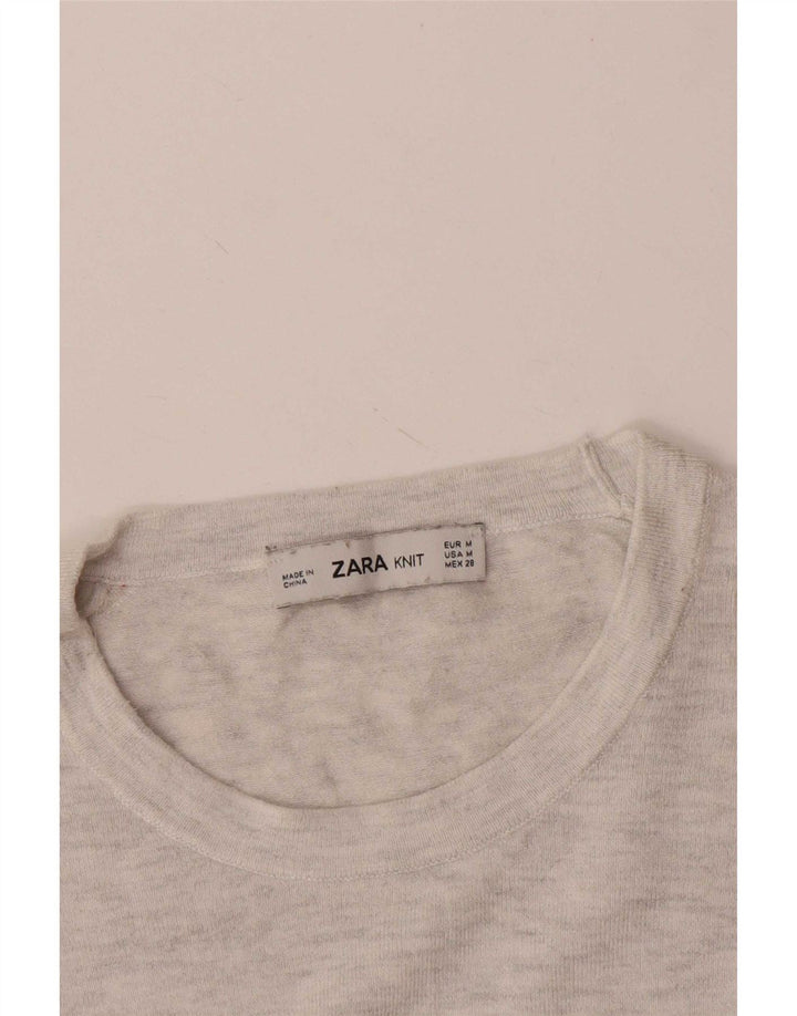Maglione maglione girocollo da donna Zara UK 12 Grigio medio chiazzato