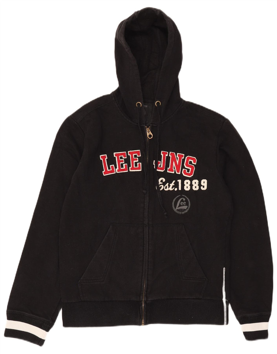 Maglione con cappuccio e zip grafica da uomo Lee grande in cotone nero