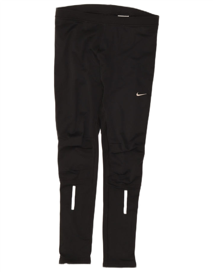 NIKE Womens Dri Fit Leggings UK 14 Medium  Black Polyester