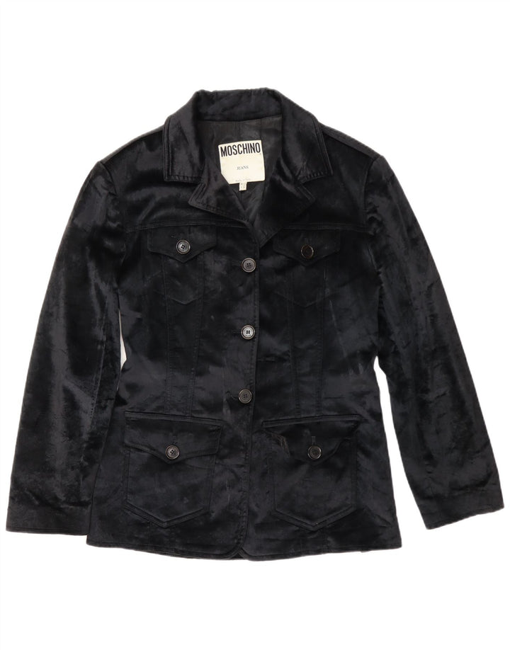 Giacca blazer in velluto da donna Moschino UK 12 media nera