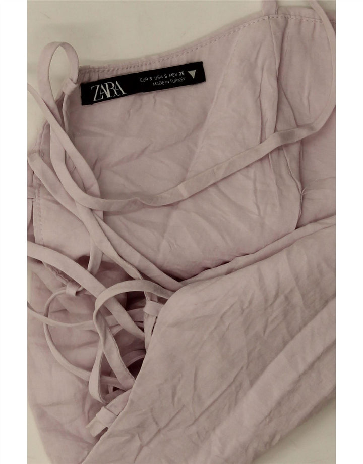 Top corto a corsetto da donna Zara UK 8 piccolo viola modal