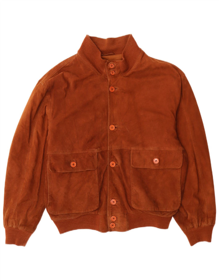 Giubbotto bomber in pelle scamosciata da uomo Pelle Moda IT 48 Marrone medio