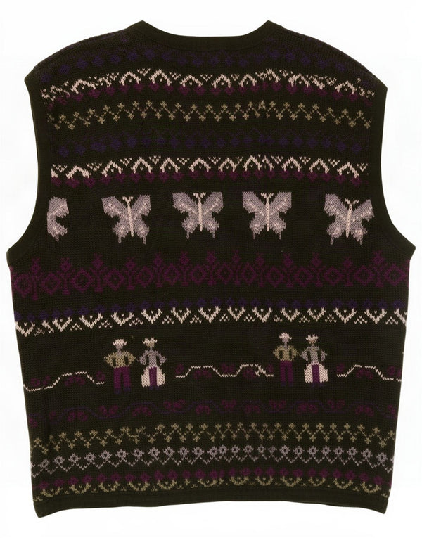 Pancari Womens Sleeveless Cardigan Sweater UK 14 Medium Green Fair Isle