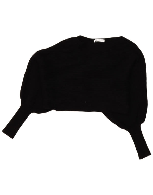 Top Zara da donna oversize corto a pipistrello manica lunga UK 14 medio nero