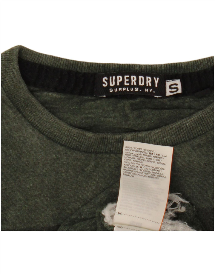 T-shirt grafica da uomo SUPERDRY Top in cotone kaki piccolo