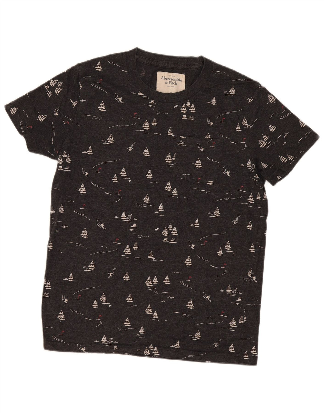 T-shirt da uomo con motivo astratto Abercrombie & Fitch in cotone grigio medio